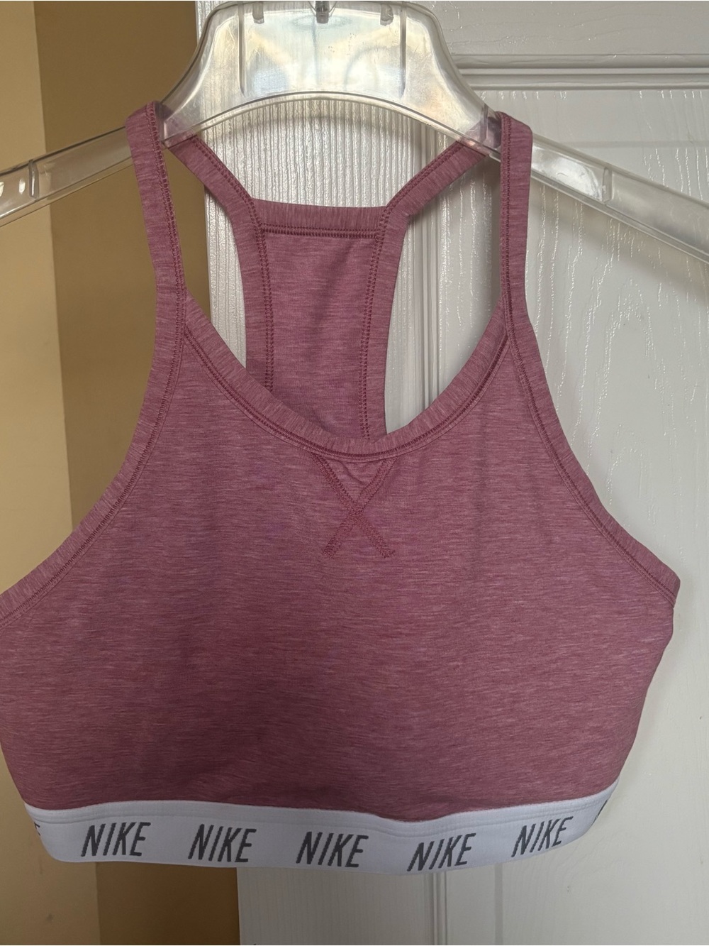 Nike Mauve/Pink Racerback Padded Sports Bra with Branded Elastic